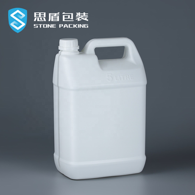 220G স্কয়ার HDPE বোতল খালি 5l পাত্রে অ্যাসিড ক্ষার প্রতিরোধী